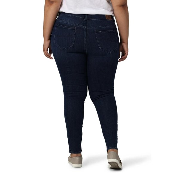Lee Women's Plus High Rise Skinny Jean, Size 26 (WM), Slim Fit, Dark Wash Demin - Picture 2 of 5